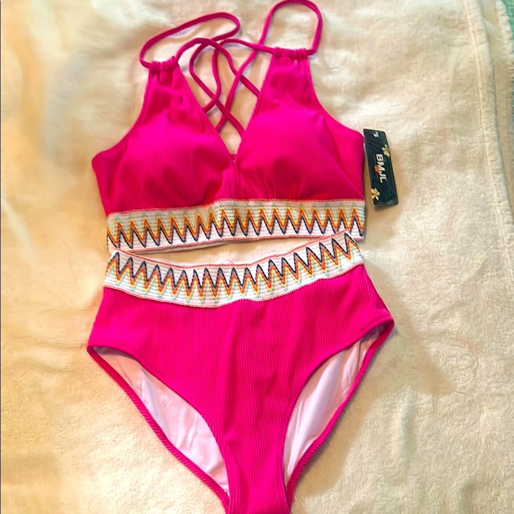 Vibrant Pink Zigzag Bikini by Dippin' Daisy's